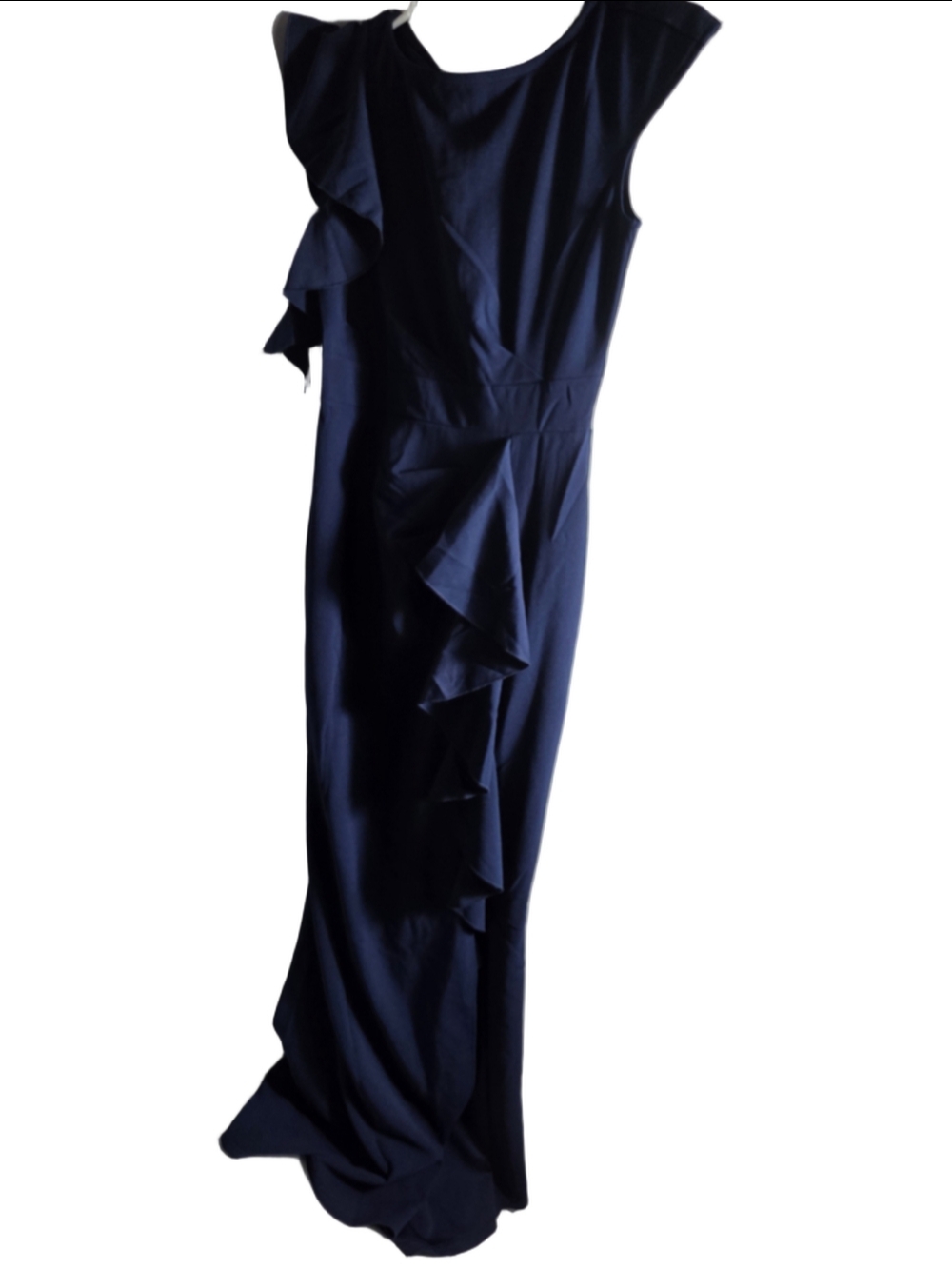 Women's WOOSEA Blue Ruffle Midi Dress Size S gala homecoming prom bodycon